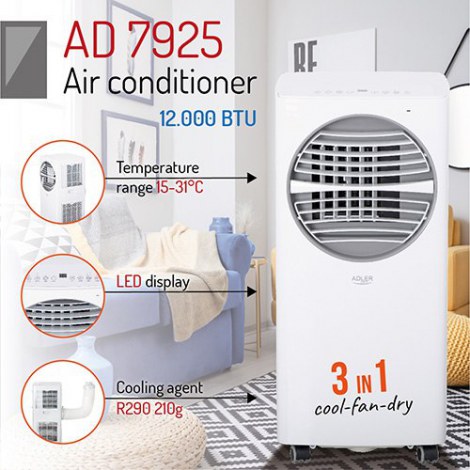 Adler | Air conditioner | AD 7925 | Number of speeds 2 | Fan function | White - 7